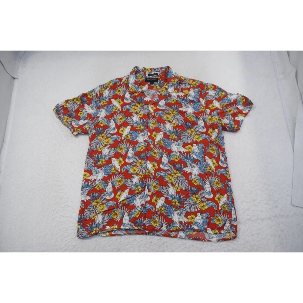 Banana Republic Floral Button Up‎ Standard Fit Short Sleeve Viscose Mens Large